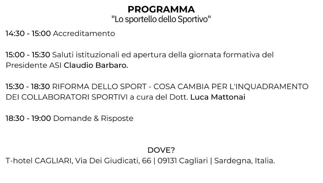 convegno riforma sport programma