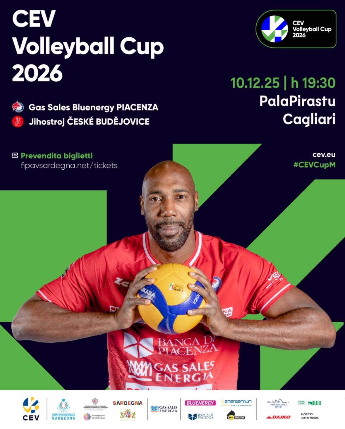 Cev Volleyball Cup: Gas Sales Bluenergy Volley Piacenza - Jihostroj Ceske Budejovice